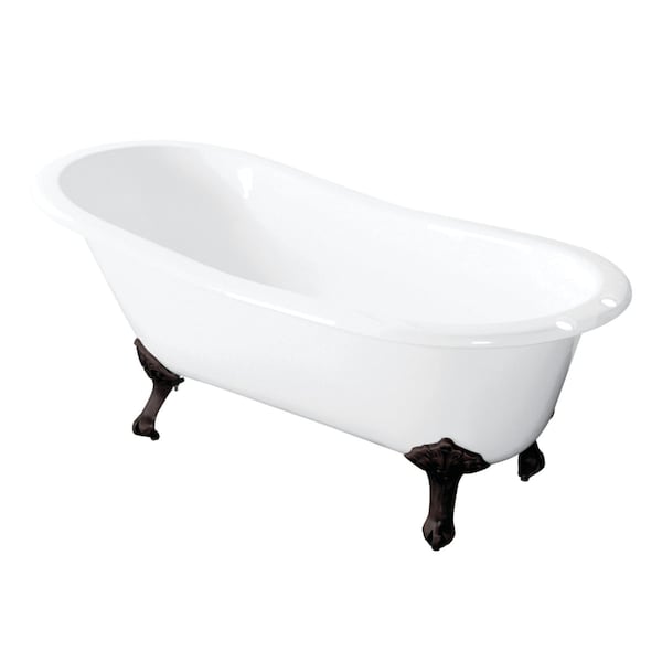 Aqua Eden Clawfoot Bathtubs, 54 L, 30.31 W, White/Oil Rubbed Bronze, Cast Iron VCT7D5431B5 - main